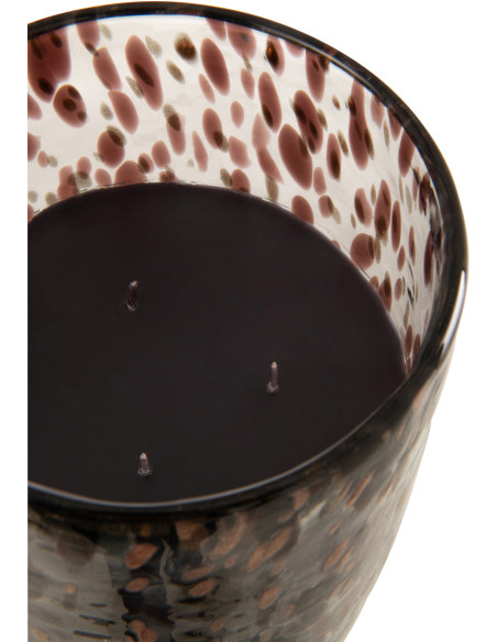 Bougie parfumée XXL Orientale 230 heures Mia Parfum Cuir & Feuilles avec photophore en Verre Transparent - 4