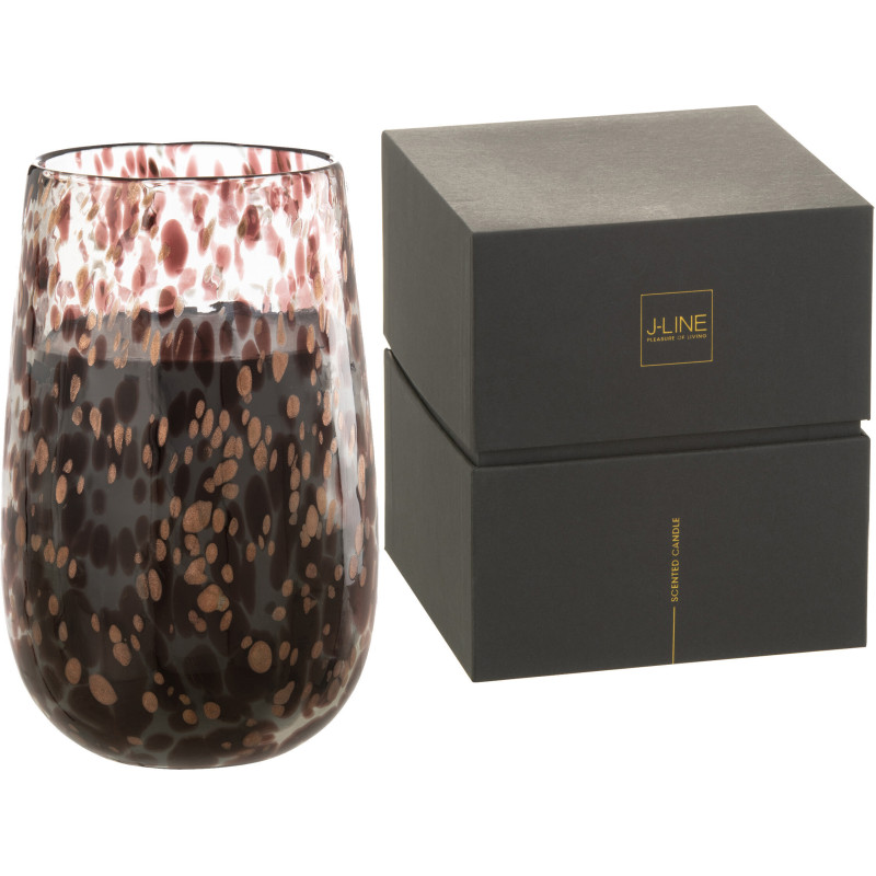 Bougie parfumée XXL Orientale 230 heures Mia Parfum Cuir & Feuilles avec photophore en Verre Transparent - 5