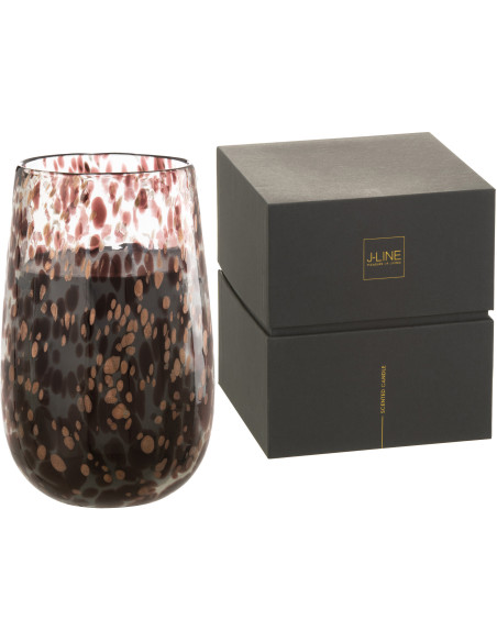 Bougie parfumée XXL Orientale 230 heures Mia Parfum Cuir & Feuilles avec photophore en Verre Transparent - 5