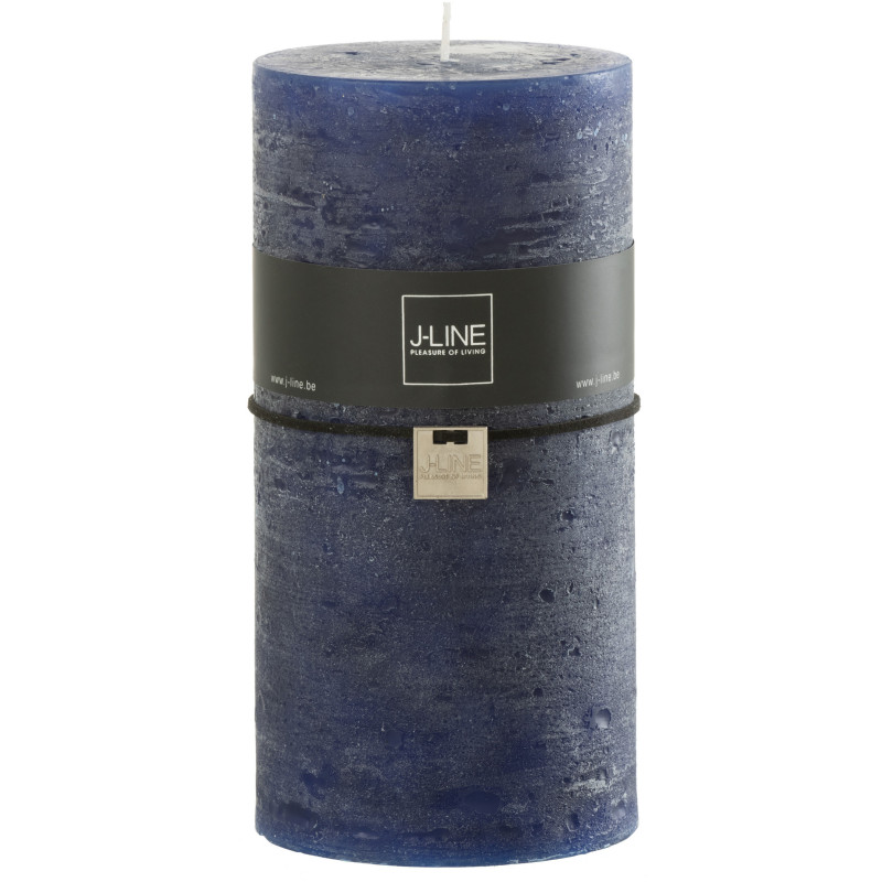 Bougie Cylindrique XXL Bleu foncé J-Line en Cire 140 heures Hauteur 20 cm - 1