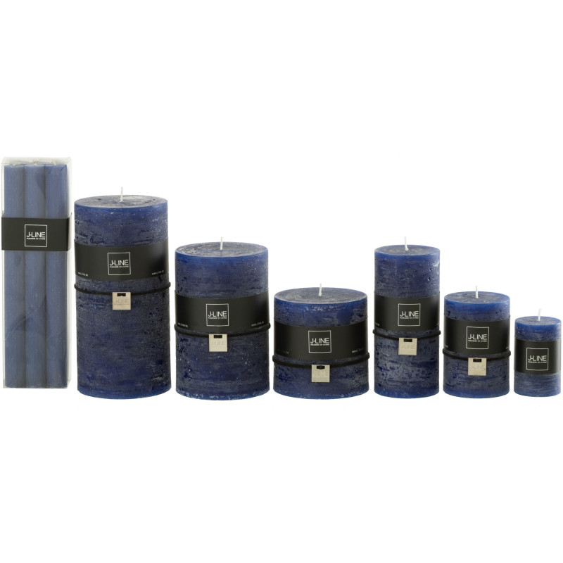 Bougie Cylindrique Bleu foncé J-Line en Cire 13 heures Hauteur 25 cm (Lot de 6) - 2