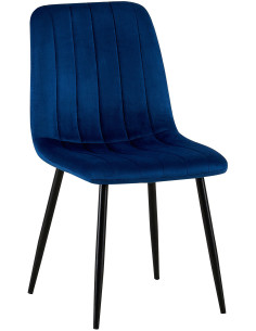 Chaise moderne rembourrée en Velours Bleu Métal Noir Pamela - 1