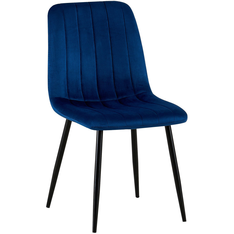 Chaise moderne rembourrée en Velours Bleu Métal Noir Pamela - 1