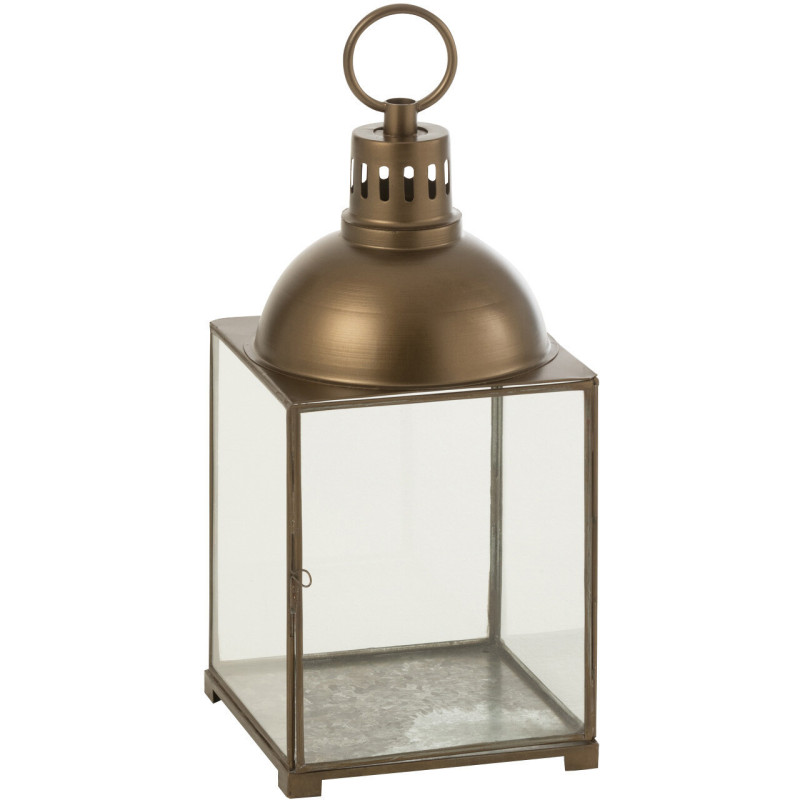 Lanterne à bougie en verre et métal bronze H57 cm J-Line - 1