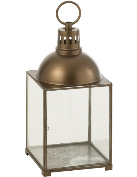 Lanterne à bougie en verre et métal bronze H57 cm J-Line - 1