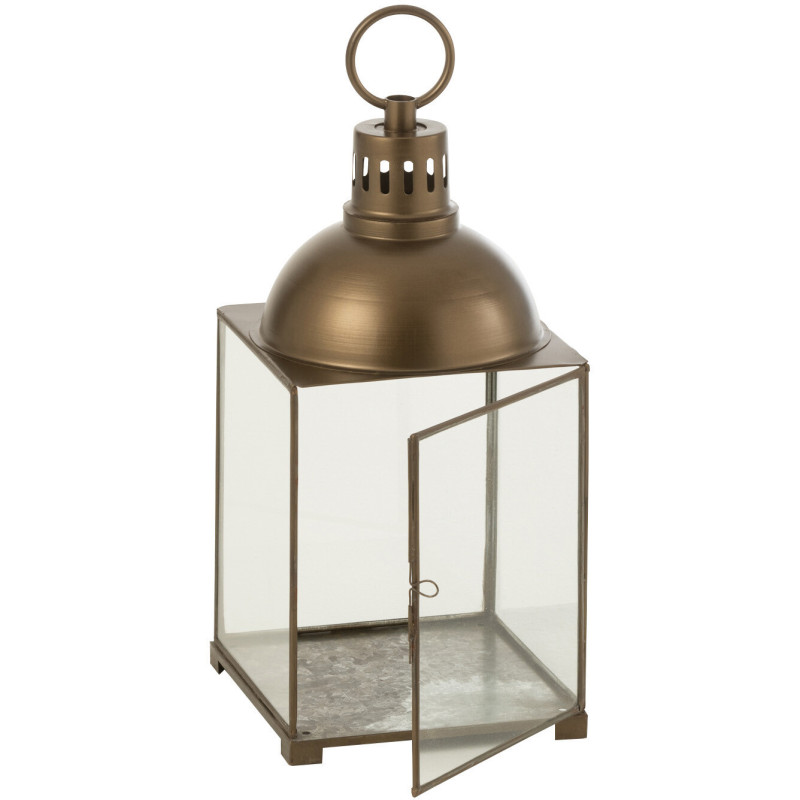 Lanterne à bougie en verre et métal bronze H57 cm J-Line - 2