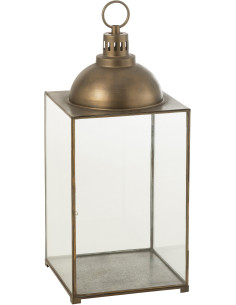 Lanterne à bougie XL en verre et métal bronze H85 cm J-Line - 1