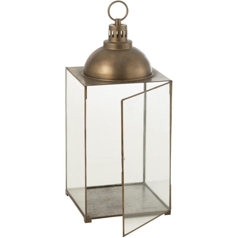 Lanterne à bougie XL en verre et métal bronze H85 cm J-Line - 3
