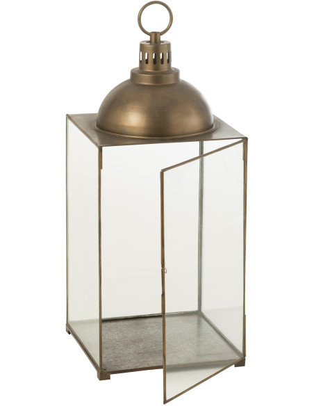 Lanterne à bougie XL en verre et métal bronze H85 cm J-Line - 3