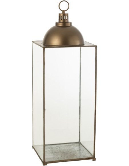 Lanterne à bougie XXL en verre et métal bronze H121 cm J-Line - 1
