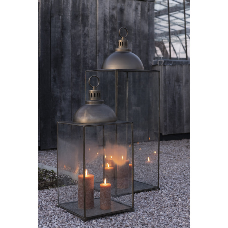 Lanterne à bougie XXL en verre et métal bronze H121 cm J-Line - 2
