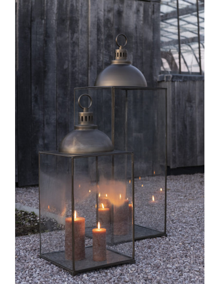 Lanterne à bougie XXL en verre et métal bronze H121 cm J-Line - 2