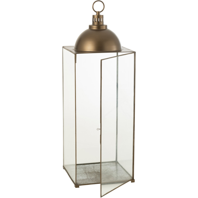 Lanterne à bougie XXL en verre et métal bronze H121 cm J-Line - 3