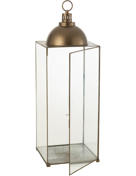 Lanterne à bougie XXL en verre et métal bronze H121 cm J-Line - 3
