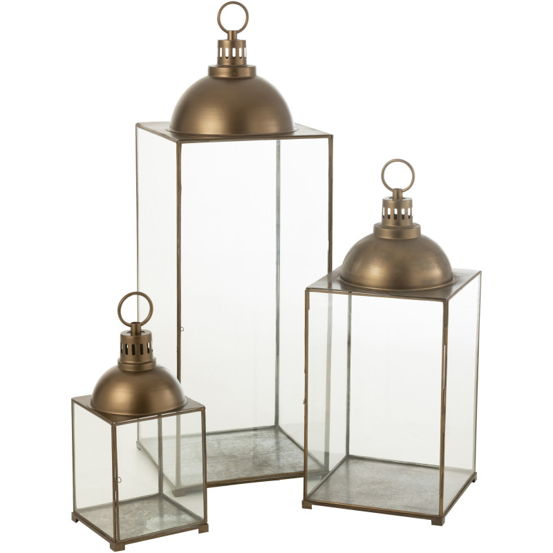 Lanterne à bougie XXL en verre et métal bronze H121 cm J-Line - 4