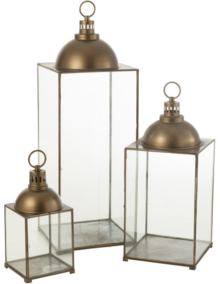 Lanterne à bougie XXL en verre et métal bronze H121 cm J-Line - 4