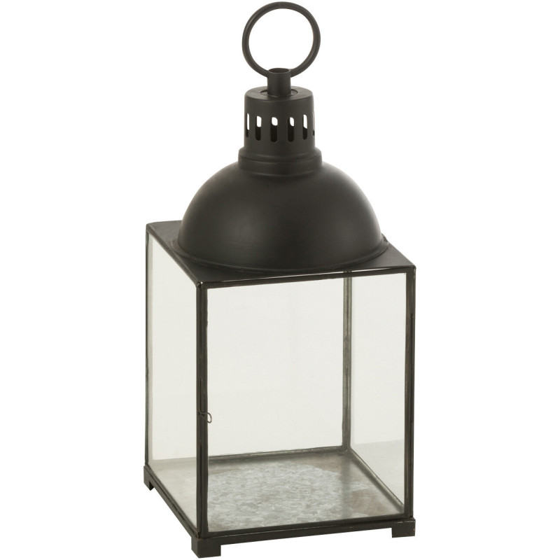 Lanterne à bougie en verre et métal noir H57 cm - 1