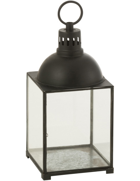 Lanterne à bougie en verre et métal noir H57 cm - 1