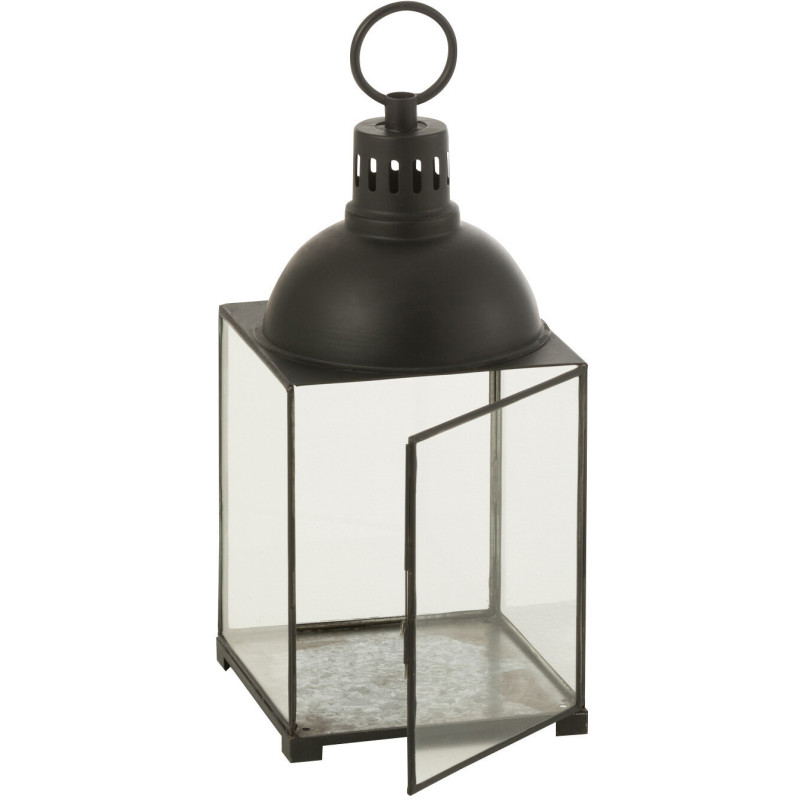 Lanterne à bougie en verre et métal noir H57 cm - 2