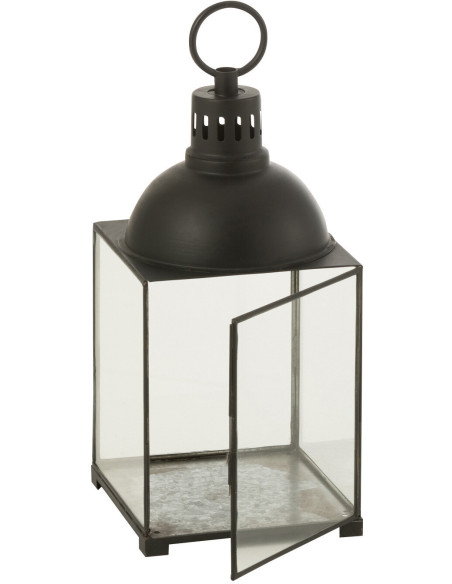 Lanterne à bougie en verre et métal noir H57 cm - 2