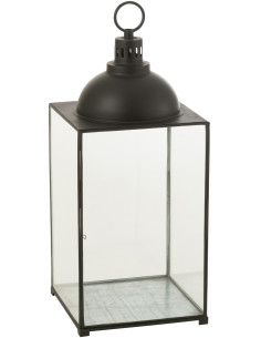Lanterne à bougie XL en verre et métal noir H85 cm J-Line - 1