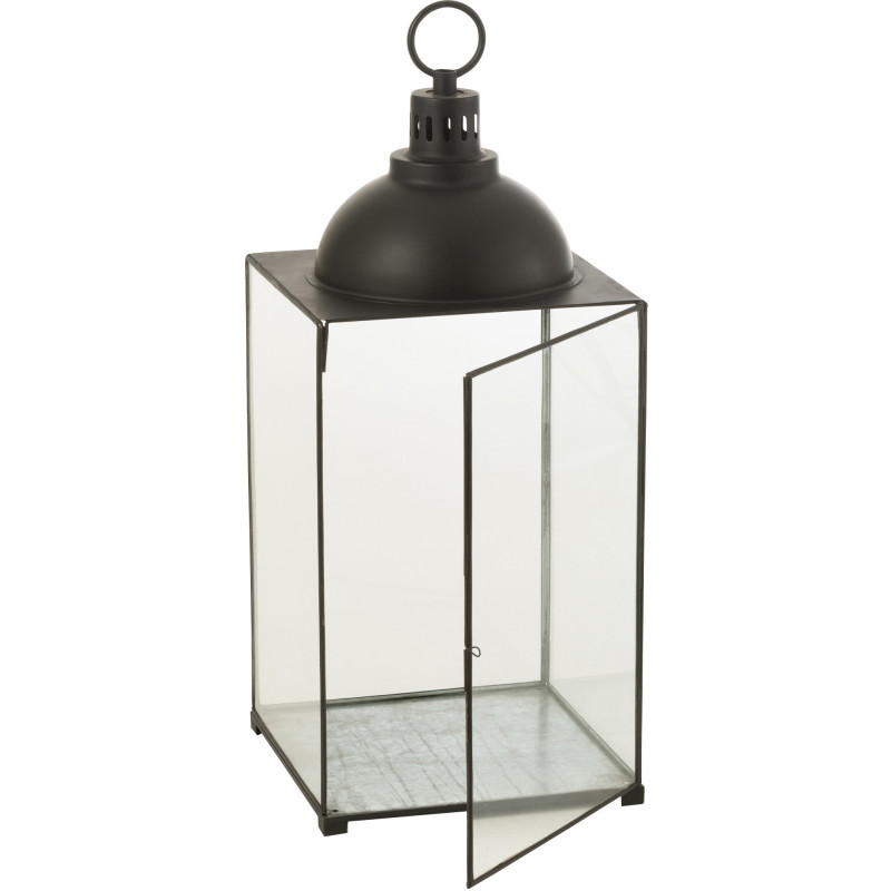 Lanterne à bougie XL en verre et métal noir H85 cm J-Line - 3