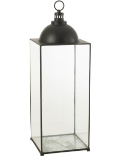 Lanterne à bougie XXL en verre et métal noir H121 cm - 1