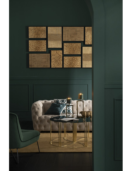 Table basse Ronde Tornado en Métal Doré Verre Noir - 2