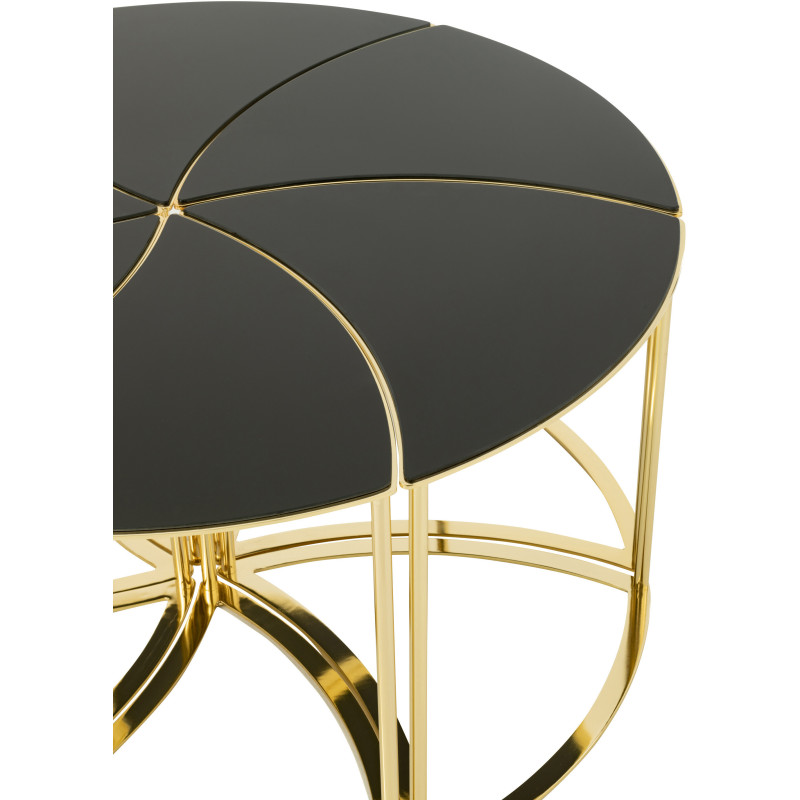 Table basse Ronde Tornado en Métal Doré Verre Noir - 6
