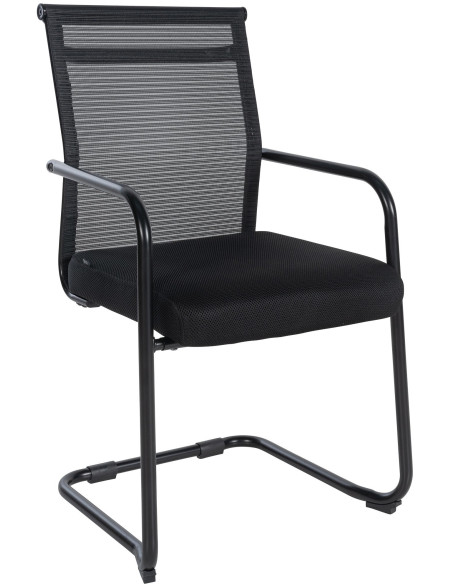 Chaise de bureau Avec accoudoirs Erwin en Polyester Noir Métal Noir  - 1