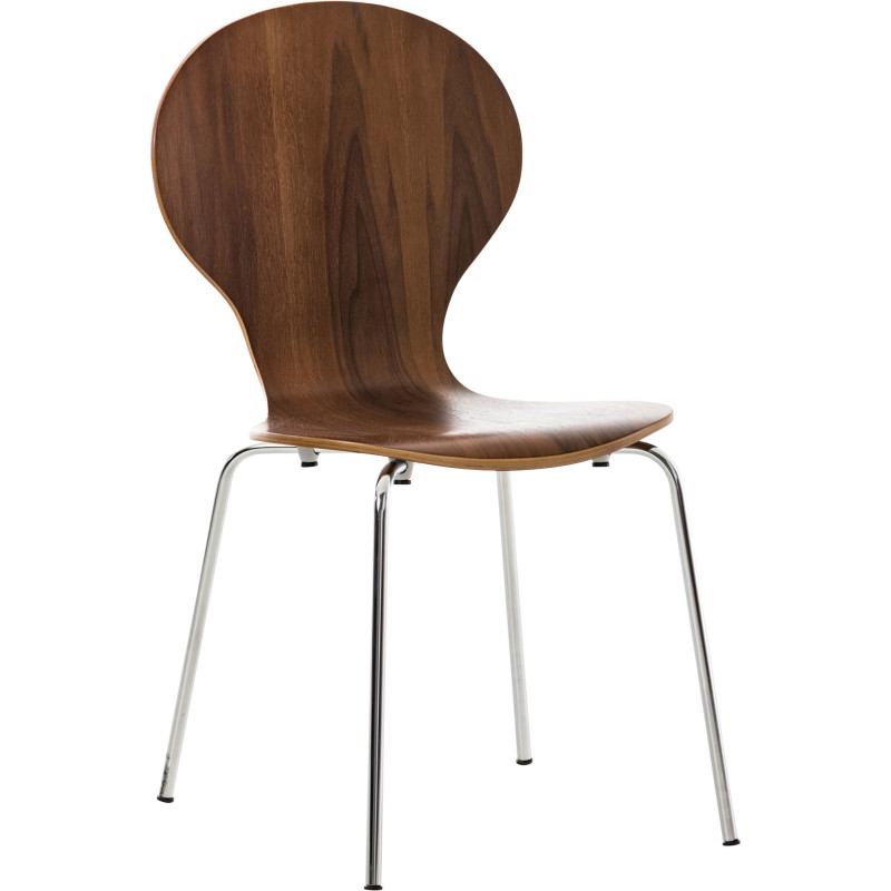 Chaise Athenais en Bois Noyer Métal Chromé - 1