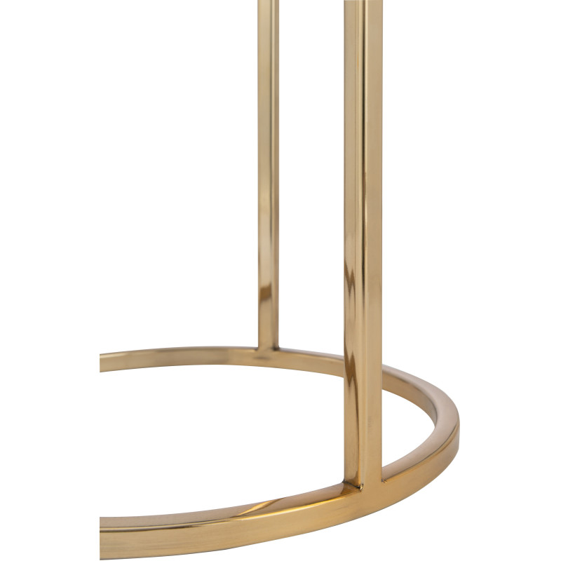 Sellette Haute Gigogne Ronde Quartz en Métal Doré Pierre Blanc (Lot de 2) - 6