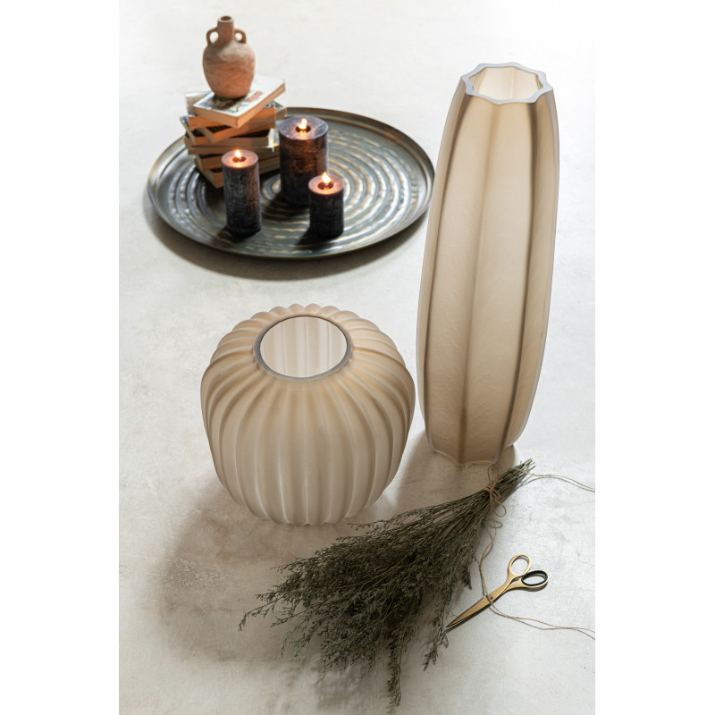 Vase Cylindrique XL Mahda Hauteur 60 cm en Verre Marron - 2