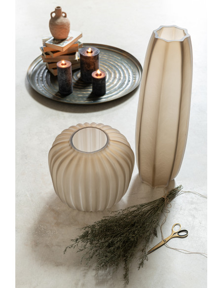 Vase Cylindrique XL Mahda Hauteur 60 cm en Verre Marron - 2
