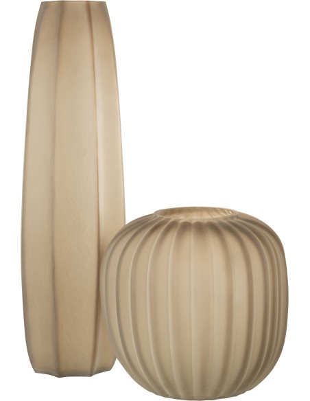 Vase Cylindrique XL Mahda Hauteur 60 cm en Verre Marron - 3