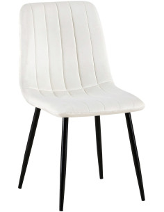 Chaise moderne rembourrée en Velours Blanc Métal Noir Pamela - 1