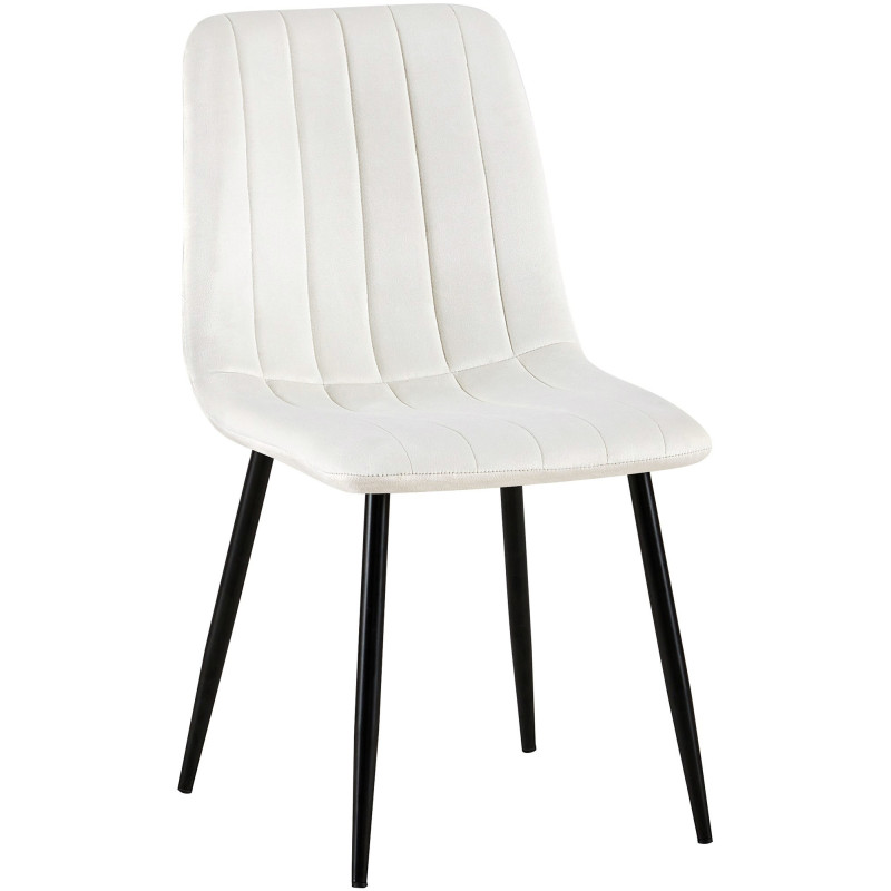 Chaise moderne rembourrée en Velours Blanc Métal Noir Pamela - 1