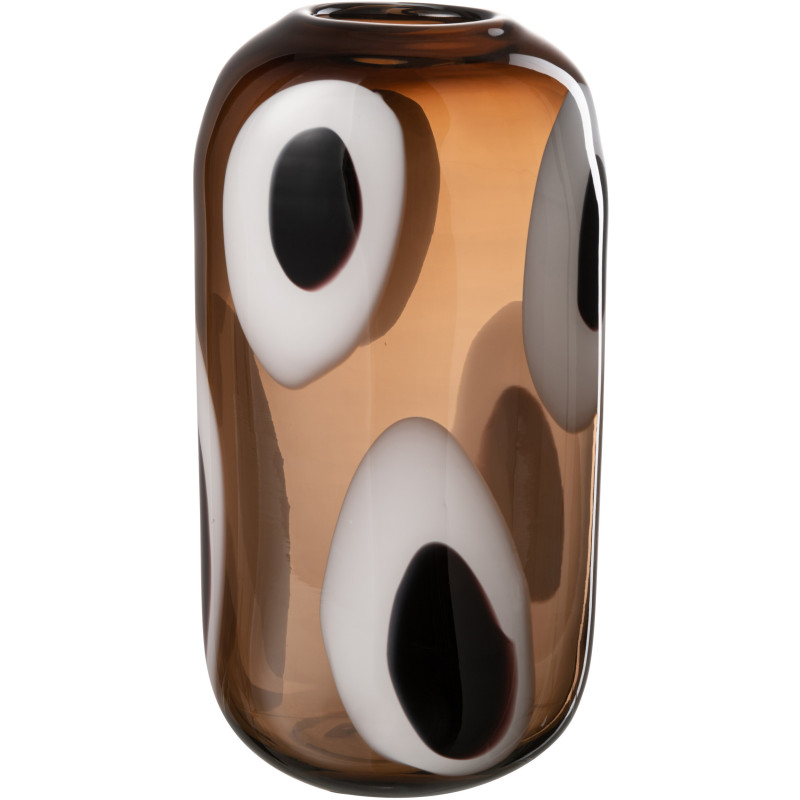 Vase Cylindrique Izzy Hauteur 30 cm en Verre Marron Blanc Noir - 1
