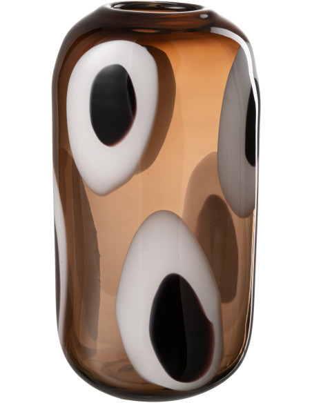 Vase Cylindrique Izzy Hauteur 30 cm en Verre Marron Blanc Noir - 1