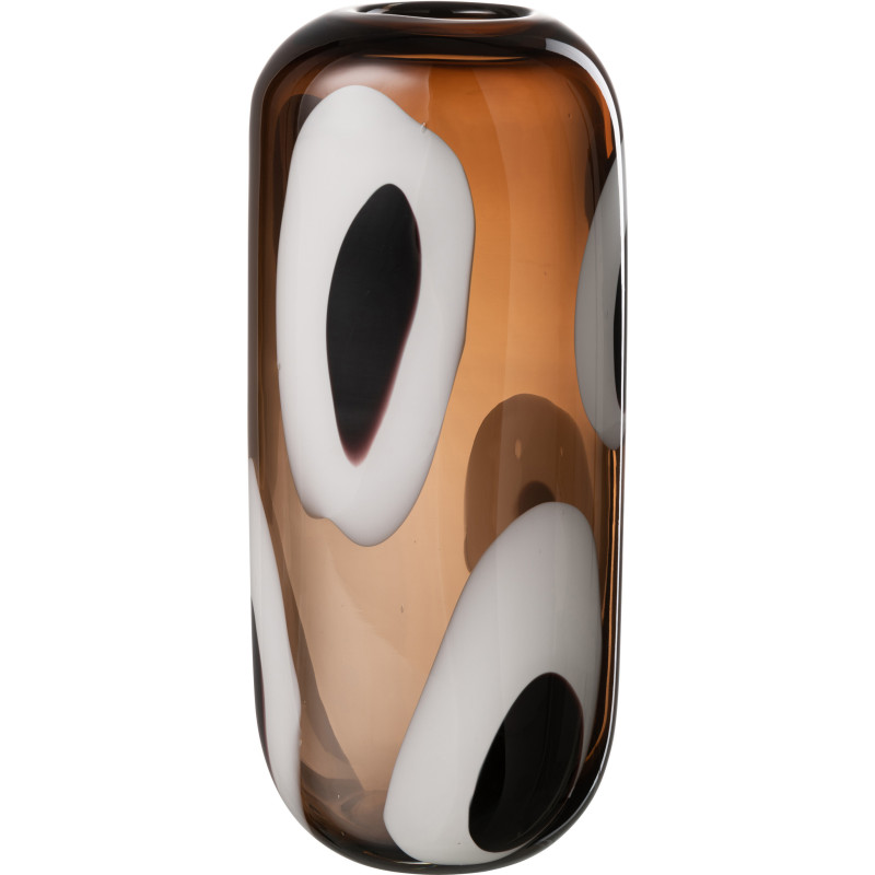 Vase Cylindrique Izzy Hauteur 40 cm en Verre Marron Blanc Noir - 1