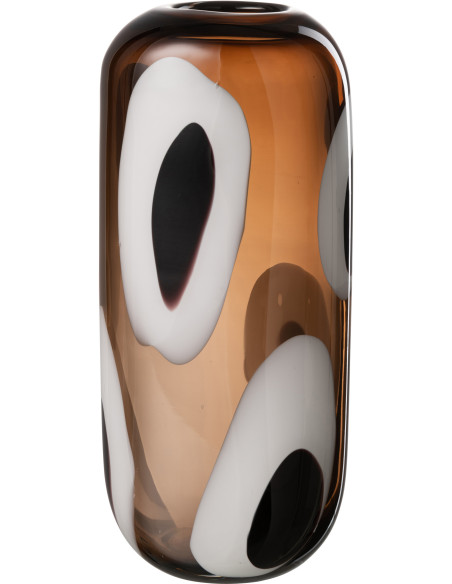 Vase Cylindrique Izzy Hauteur 40 cm en Verre Marron Blanc Noir - 1