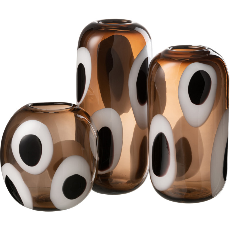 Vase Cylindrique Izzy Hauteur 40 cm en Verre Marron Blanc Noir - 3