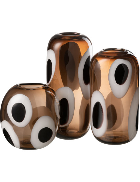 Vase Cylindrique Izzy Hauteur 40 cm en Verre Marron Blanc Noir - 3
