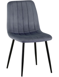 Chaise moderne rembourrée en Velours Gris foncé Métal Noir Pamela - 1