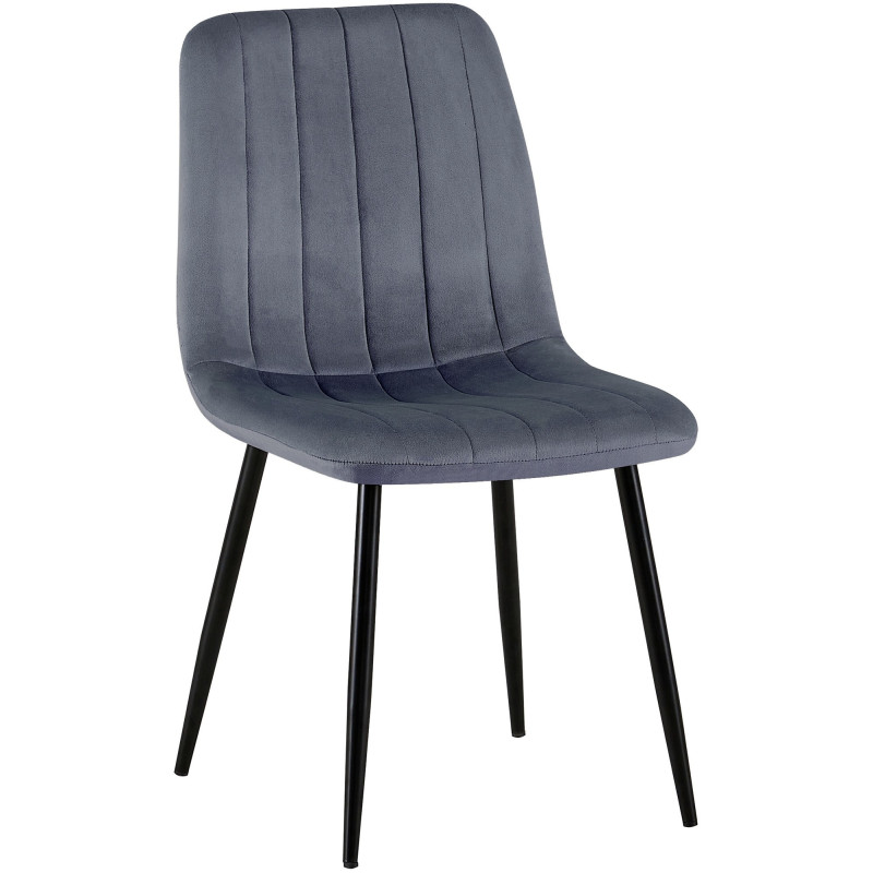 Chaise moderne rembourrée en Velours Gris foncé Métal Noir Pamela - 1