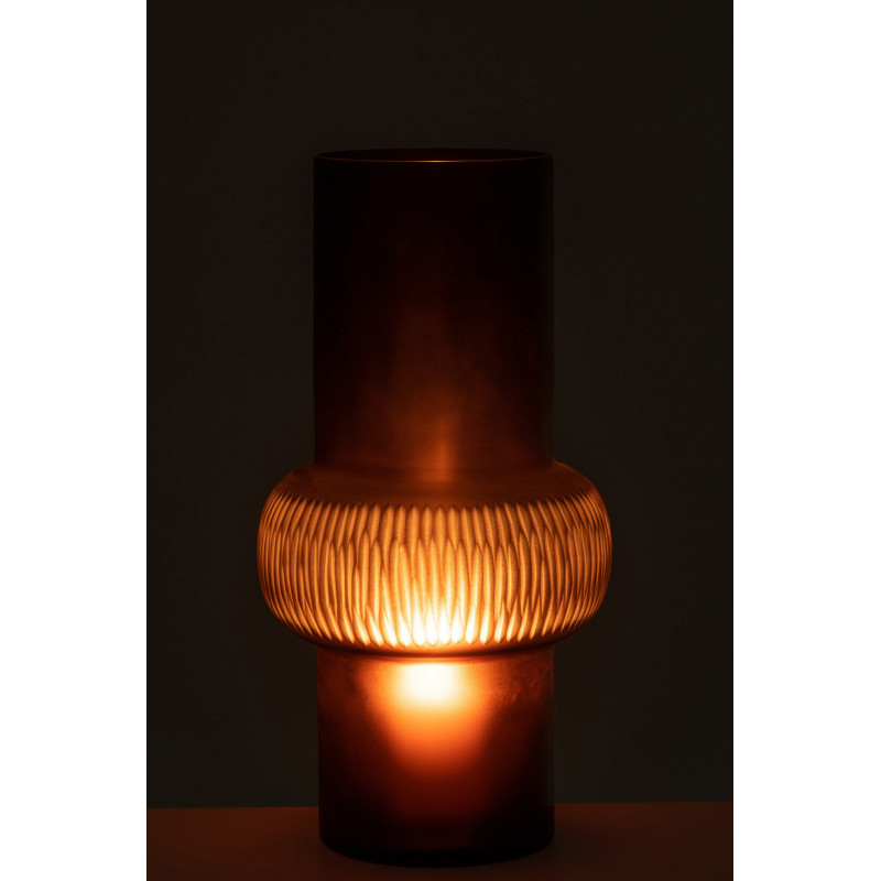 Vase Cylindrique Fresh Hauteur 40 cm en Verre Marron - 4