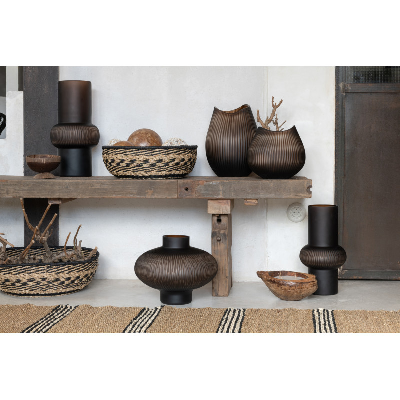 Vase Cylindrique Fresh Hauteur 40 cm en Verre Marron - 5