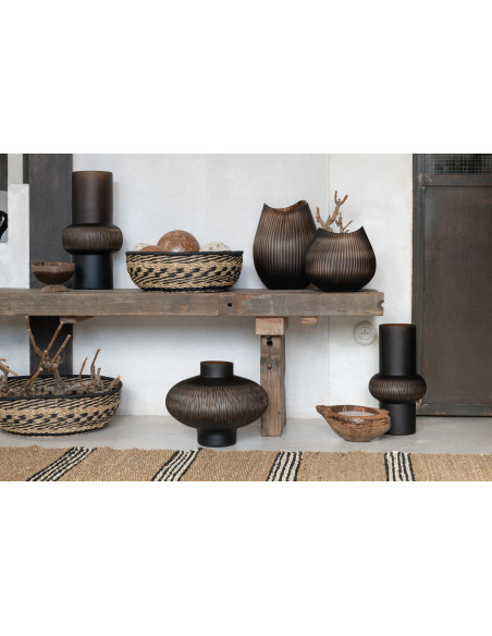 Vase Cylindrique Fresh Hauteur 40 cm en Verre Marron - 5