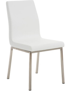 Chaise Estelle en Polyuréthane Blanc Acier inoxydable Argenté Brossé mat - 1