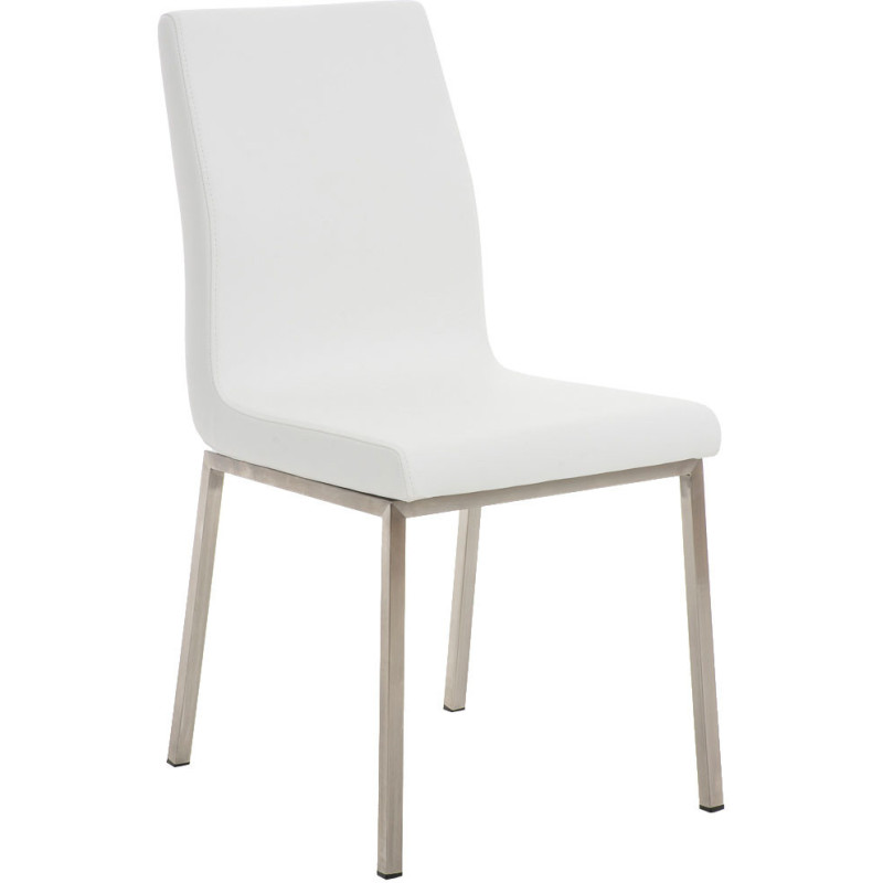 Chaise Estelle en Polyuréthane Blanc Acier inoxydable Argenté Brossé mat - 1